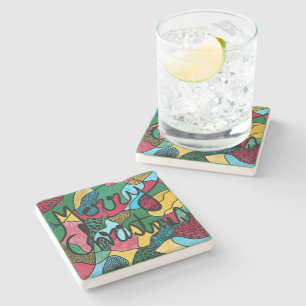 POSAVASOS DE PIEDRA MERRY NAVIDAD NEUROGRÁFICA Y NEGRO