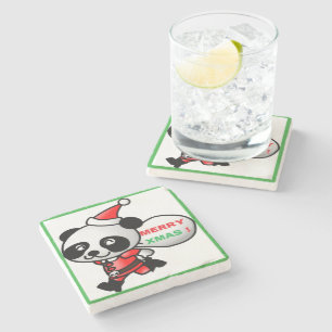 POSAVASOS DE PIEDRA "MERRY XMAS" PANDA OSAR SANTA