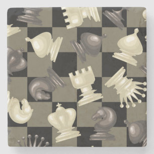 Posavasos De Piedra Mesa de piezas de ajedrez tumbada