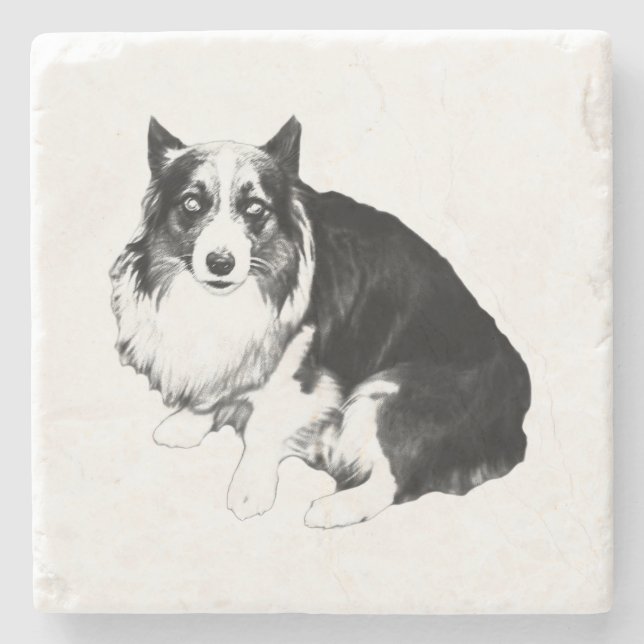 Posavasos De Piedra Mesa tranquila, Calma Corgi (Anverso)