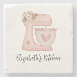 Posavasos De Piedra Mezclador de Torta Rosa Caligrafía Elegante
