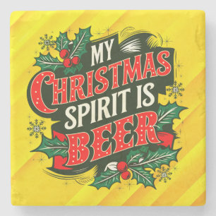 Posavasos De Piedra Mi espíritu Navidad es Beer-89379