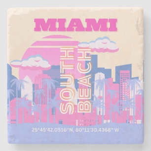 Posavasos De Piedra Miami Beach, Miami Travel Art, Preppy