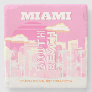 Posavasos De Piedra Miami Beach, Miami Travel Art, Preppy, Pink