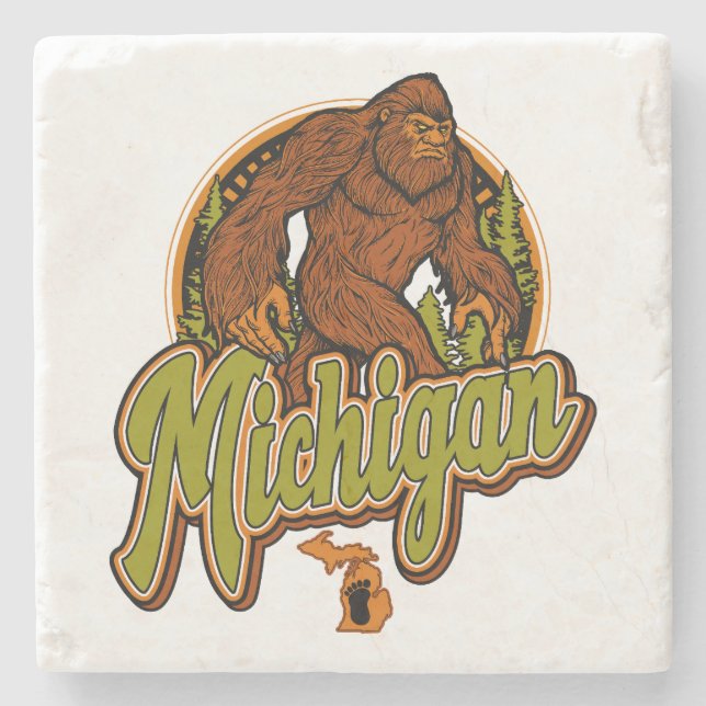 Posavasos De Piedra Michigan Bigfoot (Anverso)