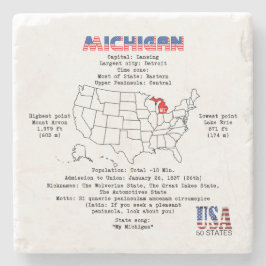 Posavasos De Piedra Michigan - Estado americano en un mapa e informaci
