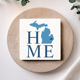 Posavasos De Piedra Michigan Hogar Azul y Personalizado de la Marina C