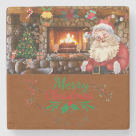 Posavasos De Piedra Mikitiez clásicas whitechristmas luz jollyholly