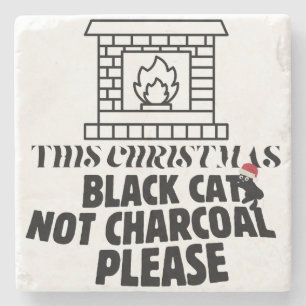 Posavasos De Piedra Mikitiez divertido gato negro navidad carbón Papá 