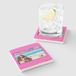 Posavasos De Piedra Mikitiez Tailandia coco loza playa blanco rosa