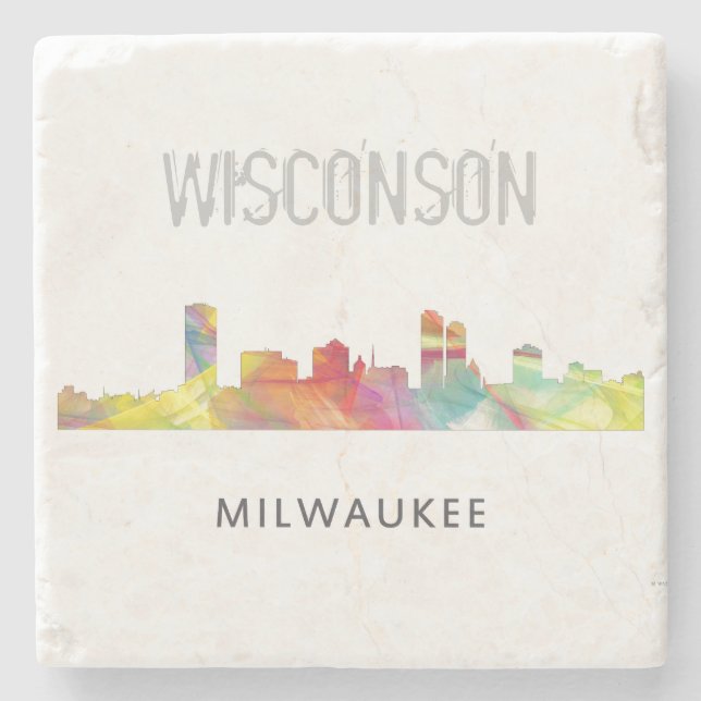 POSAVASOS DE PIEDRA MILWAUKEE, HORIZONTE WB1 DE WISCONSON - (Anverso)