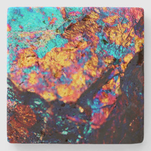 Posavasos De Piedra Mineral cristal de calcopirita piedra negro azul o