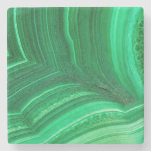 Posavasos De Piedra Mineral de malaquita verde brillante