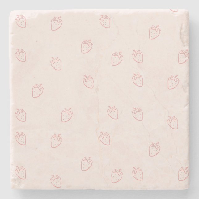 Posavasos De Piedra Minimalismo de Fresa (Anverso)
