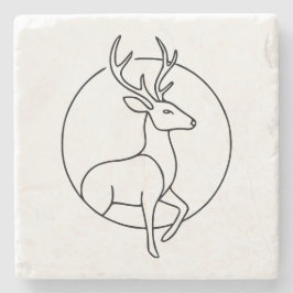 Posavasos De Piedra Minimalist Deer Line Art – Forest Animal Art