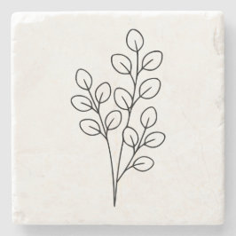 Posavasos De Piedra Minimalist Eucalyptus Botanical Line Art