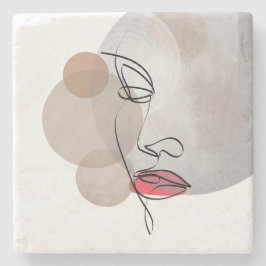 Posavasos De Piedra Minimalist Line Art Soft Glam Modern Feminine Chic