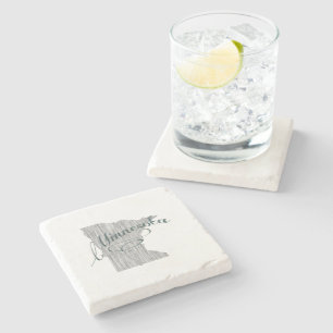 Posavasos De Piedra Minnesota Forma de mapa de estado de tipografía d