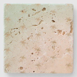 Posavasos De Piedra Mint Cream Ombre Tropical Gold Palm Trees
