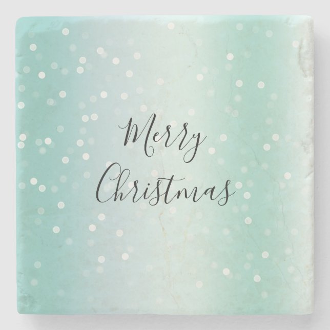 Posavasos De Piedra Mint White Bokeh Dots Celebration (Anverso)