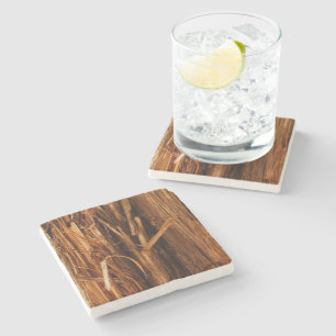Posavasos De Piedra Mira de corteza de madera texturizada de cedro
