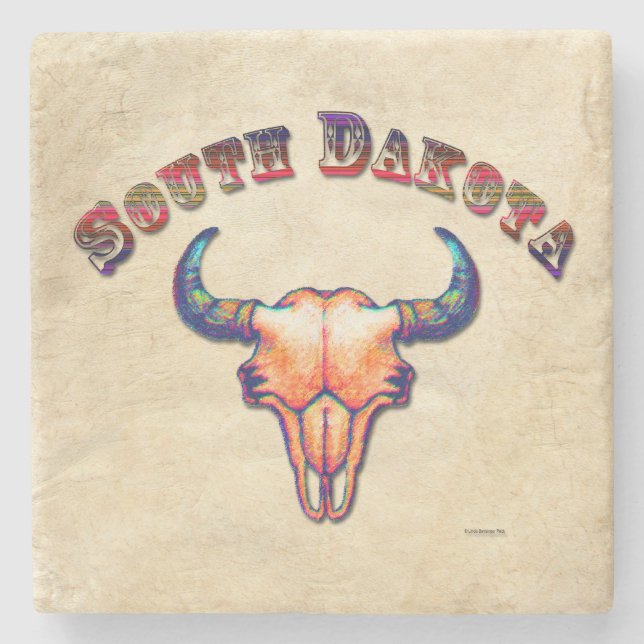 Posavasos De Piedra Mirada del cuero del cráneo del búfalo de Dakota (Anverso)