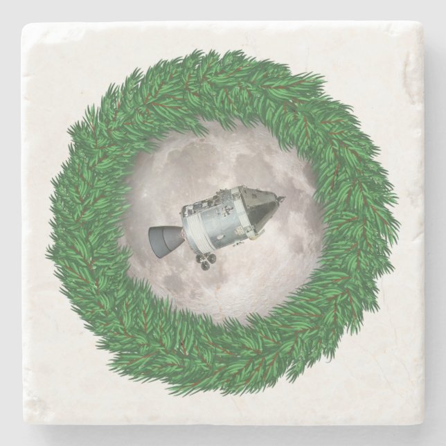 Posavasos De Piedra Misión de la Víspera de la Luna de Apolo 8 (Anverso)