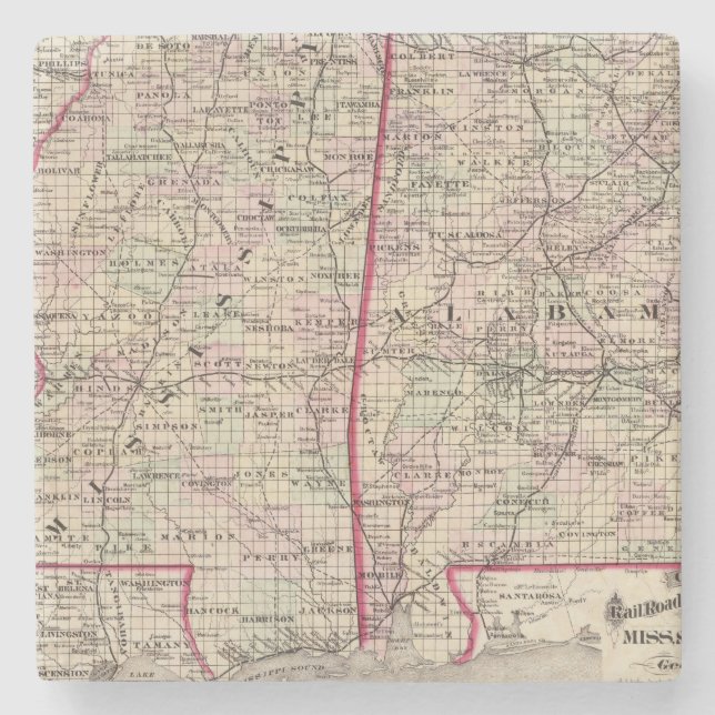 Posavasos De Piedra Mississippi y Alabama (Anverso)