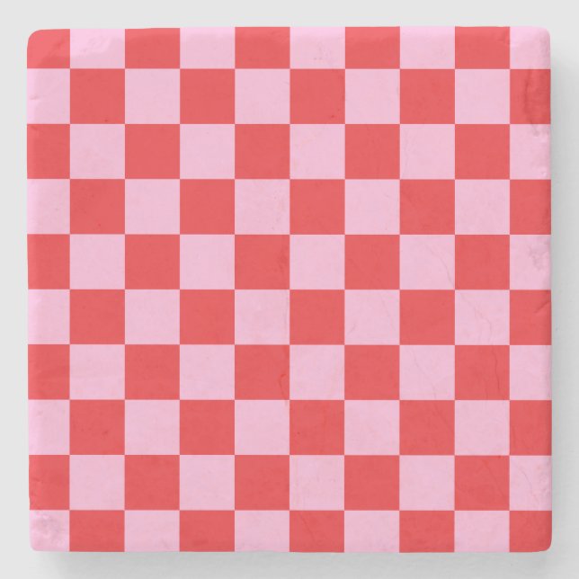 Posavasos De Piedra Mixed Light Pink Checkered (Anverso)