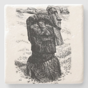 Posavasos De Piedra Moai de la isla de pascua