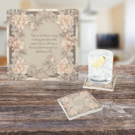 Posavasos De Piedra Mocha Peach Floral Frame Biblia Verso