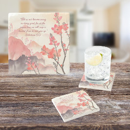 Posavasos De Piedra Mocha Verona Sunset Mountain Meadow Bible Verse