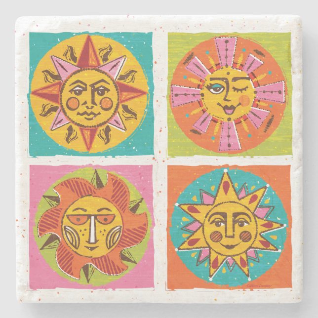 Posavasos De Piedra Mod Sun enfrenta la montaña rusa (Anverso)