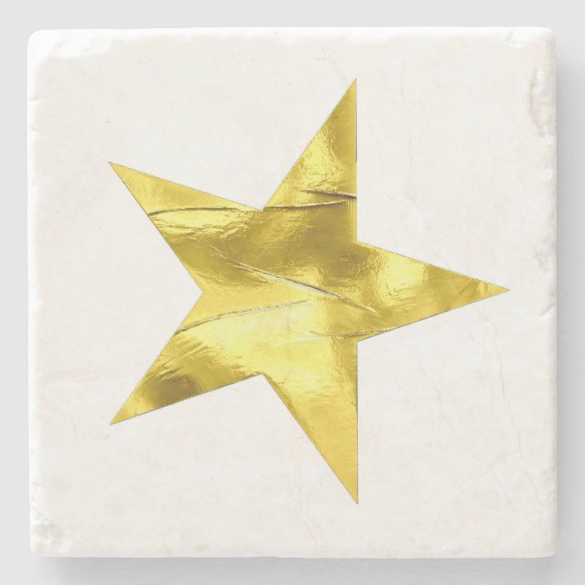 Posavasos De Piedra Moda elegante de estrella metálica de oro (Anverso)