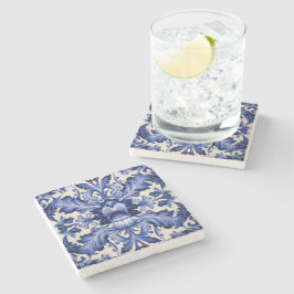 Posavasos De Piedra Moda elegante Flor azul Delfware Blue