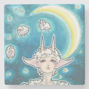 Posavasos De Piedra Moda Jumpers Sheep Nymph Fantasy Art Stone Coaster