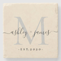 Moda Monograma Nombres de guión Boda Fecha Marfil