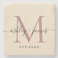 Moda Monograma Script Nombres Boda Fecha Ivory Sto