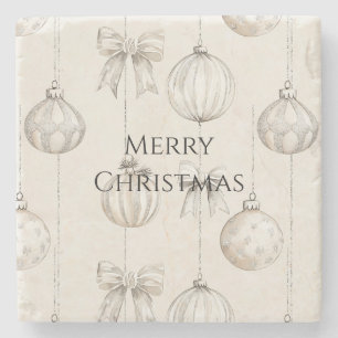 Posavasos De Piedra Moda Navidades Rústicos Crema Ornamentos