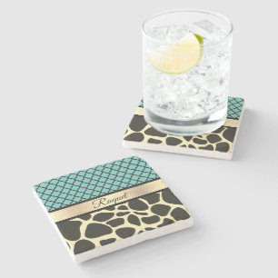 Posavasos De Piedra Moda Quatrefoil Giraffe Imprimir