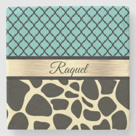 Posavasos De Piedra Moda Quatrefoil Giraffe Imprimir   