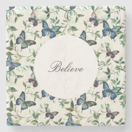 Posavasos De Piedra Moda Romántica Azul Butterflies Ducha de novia