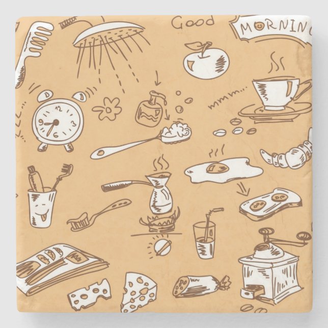 Posavasos De Piedra Modelo 2 del desayuno (Anverso)