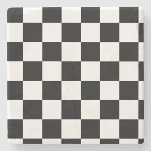Posavasos De Piedra Modelo a cuadros blanco y negro