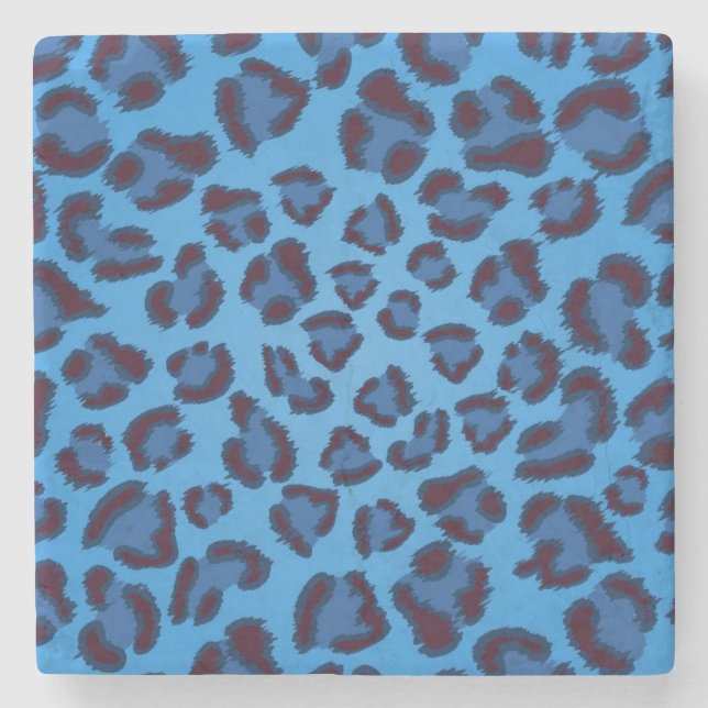 Posavasos De Piedra modelo azul de la textura del leopardo (Anverso)