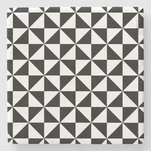 Posavasos De Piedra Modelo blanco y negro del triángulo (Anverso)