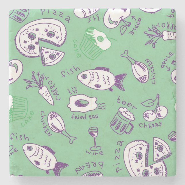 Posavasos De Piedra Modelo con la comida (Anverso)