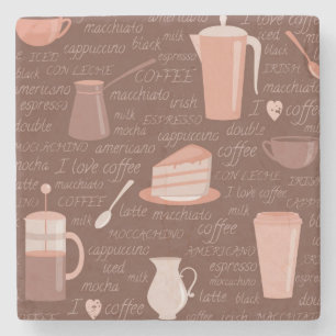 Posavasos De Piedra Modelo con los elementos relacionados del café
