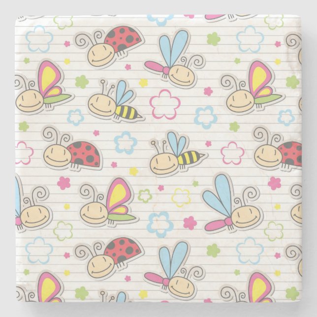 Posavasos De Piedra modelo con los insectos (Anverso)