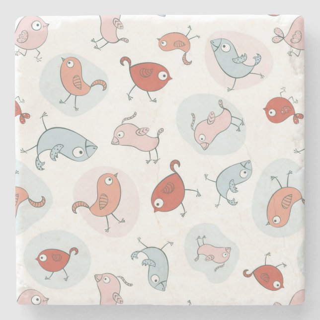 Posavasos De Piedra modelo con los pájaros del dibujo animado (Anverso)